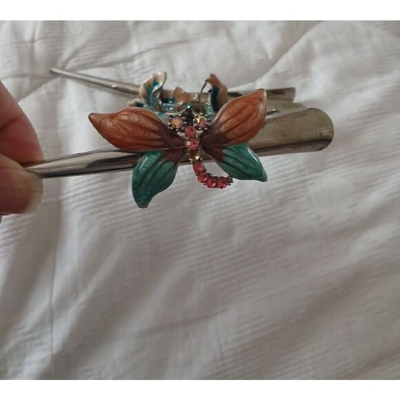 Elegant Silver and Multicolor Butterfly Hair Clips